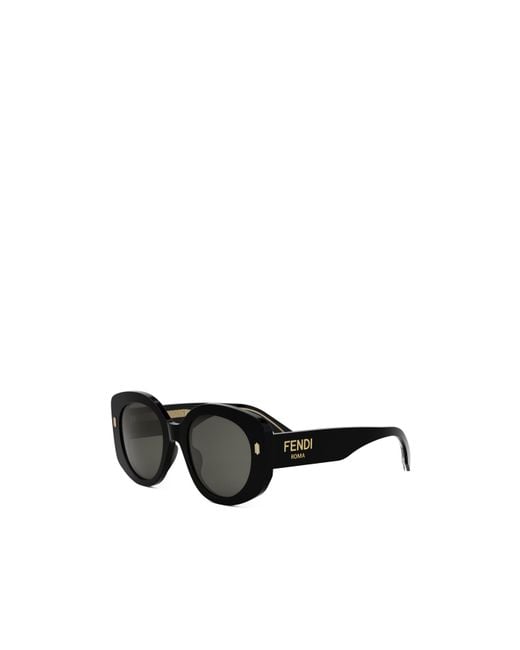 Fendi Black Eyewear Round Frame Sunglasses for men