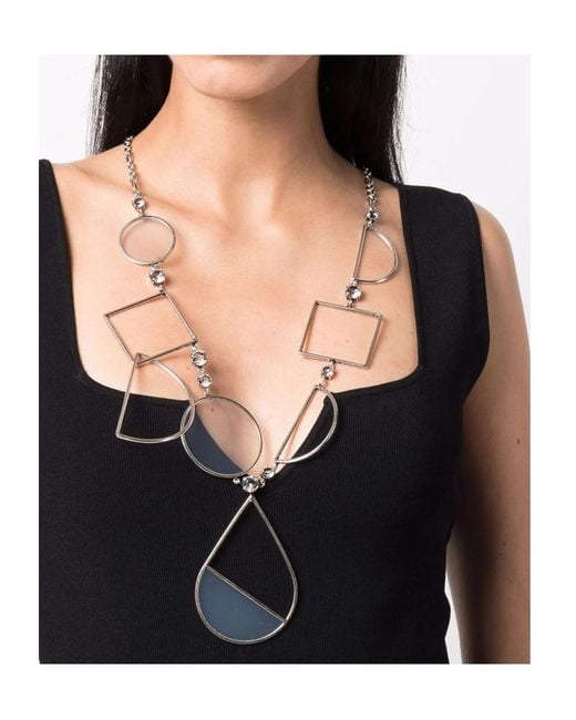 Krizia White Rhinestone-Embellished Pendant Necklace