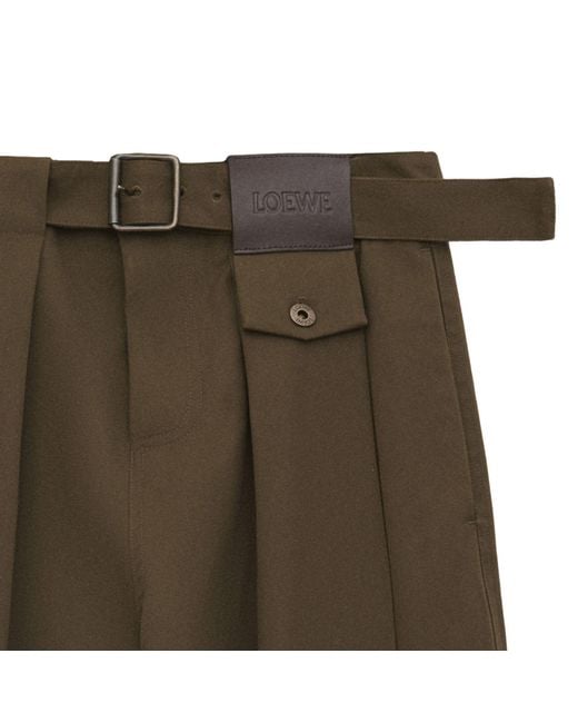 Loewe Green Cotton And Silk Straight-Leg Trousers
