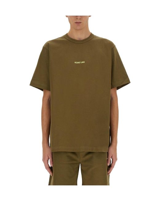 Helmut Lang Green Logo Printed Crewneck T-Shirt for men