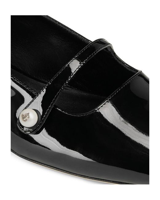 Jimmy Choo Black Flat Shoes Leather Salpa Metal Plastic