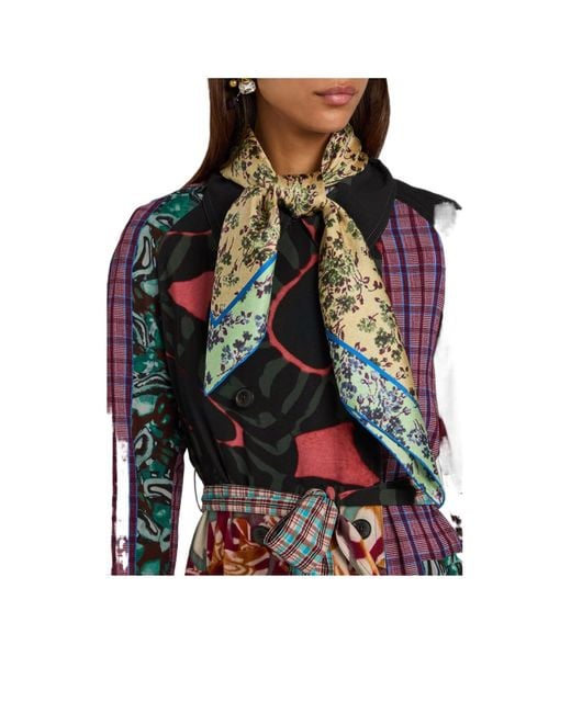 Dries Van Noten Metallic Foulard Floral-Print Silk Scarf