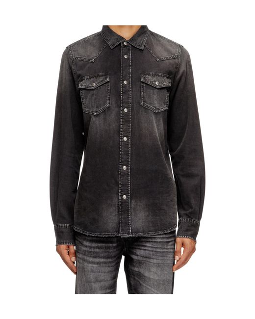 DIESEL Black D-Vega Denim Shirt for men