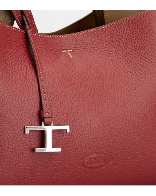 Tod's Red Logo Plaque Top Handle Bag