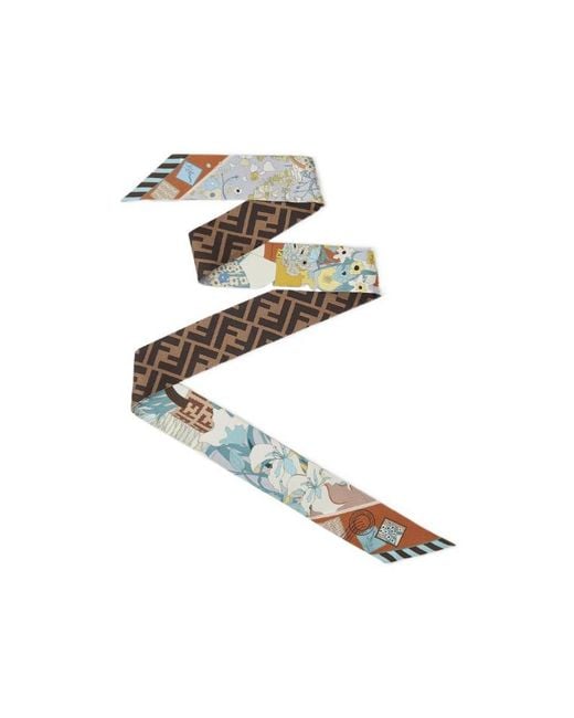 Fendi White Floral Ff Printed Wrappy Scarf