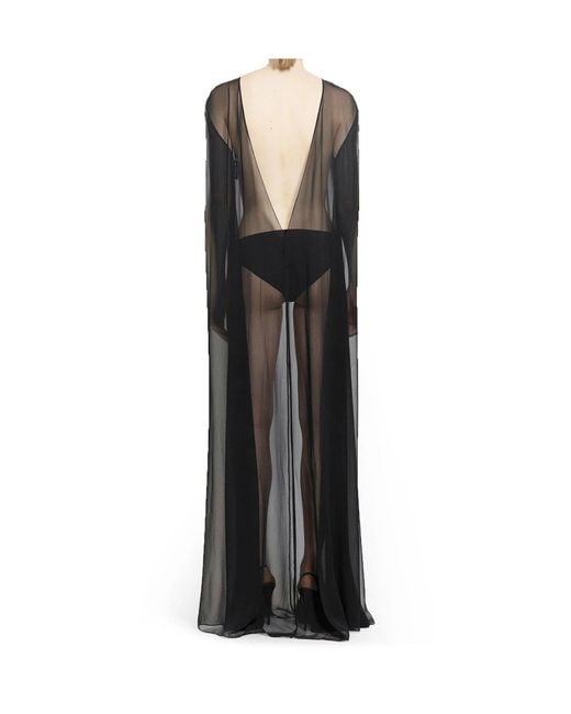 Saint Laurent Gray Sheer Silk Maxi Dress