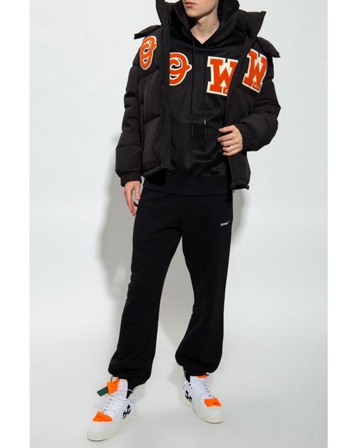 Off-White c/o Virgil Abloh Black Zip-Up Long-Sleeved Puffer Coat for men