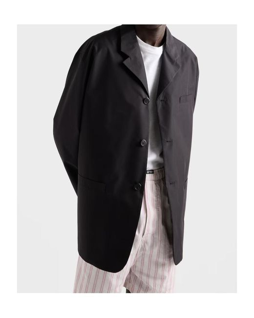 Prada Black Single-Breasted Technical Cotton Jacket for men