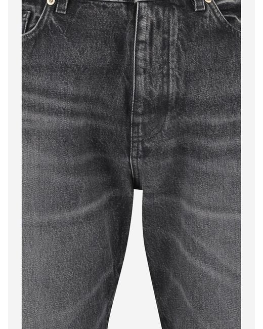 Versace Gray Logo-Patch Straight-Leg Jeans for men