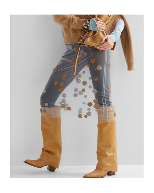 Fendi Blue Polka Dot Embellished Tulle Midi Skirt