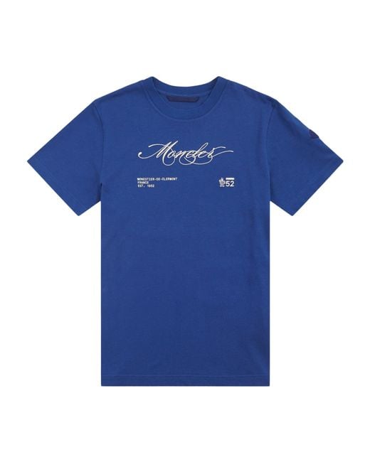 Moncler Blue Short-Sleeved T-Shirt for men