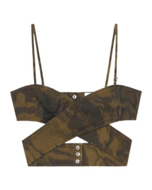 Blumarine Brown Printed Cross Top