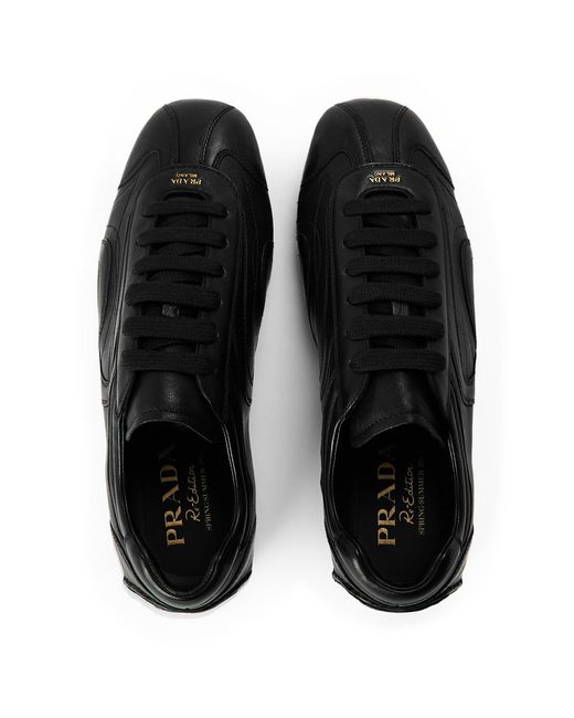 Prada Black Montacarlo Leather Low-Top Trainers for men