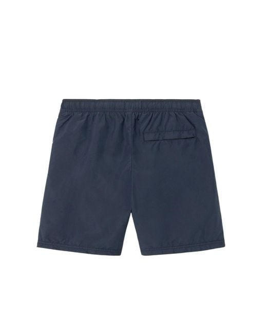 Stone Island Blue Logo Patch Mid-Length Swim Trunks for men