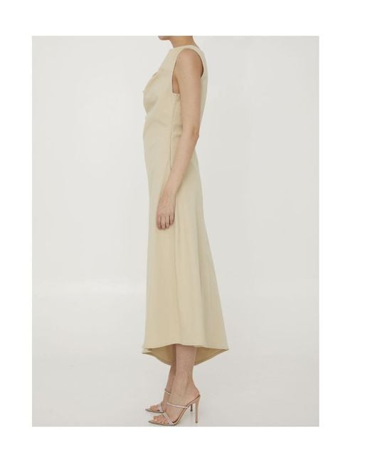 Bottega Veneta Natural Asymmetrical Designed Midi Dress