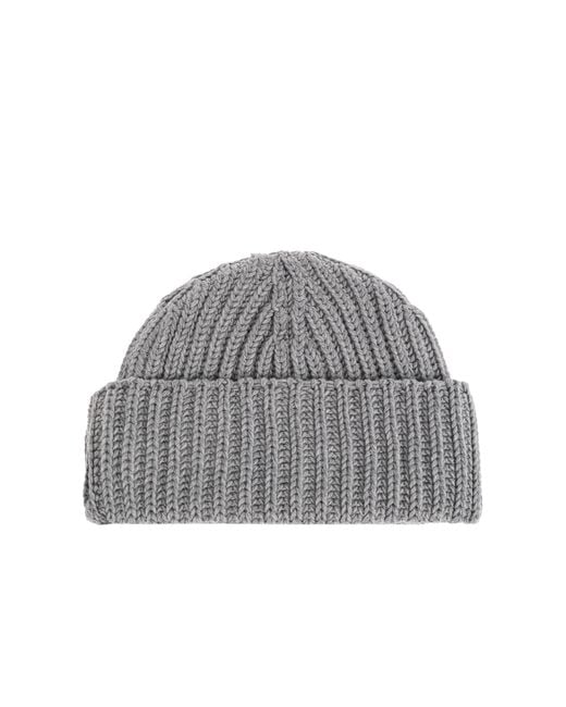 Givenchy Gray Ribbed Beanie Hat for men