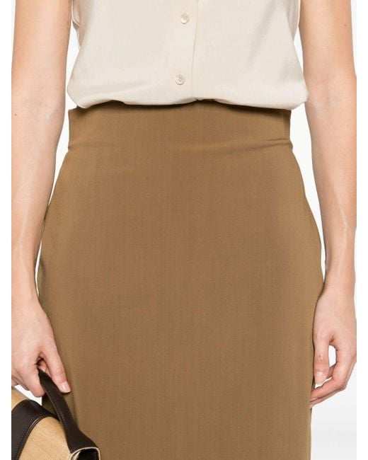 Alberta Ferretti Natural Wool-Blend Pencil Skirt