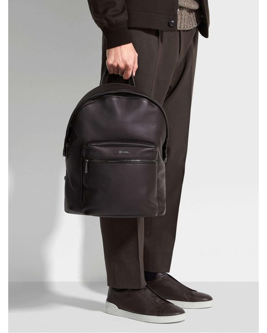 Zegna Black Logo Lettering Secondskin Backpack for men