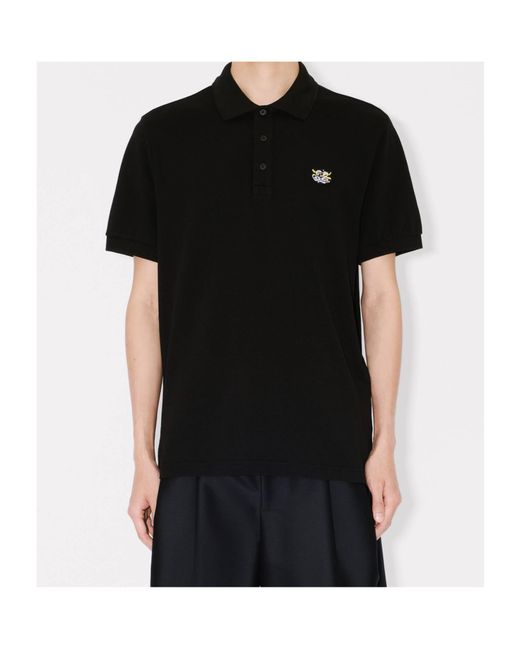 KENZO Black Wild Tiger Slim Polo Shirt for men