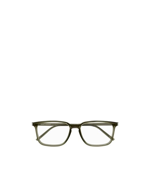 Saint Laurent Metallic Eyewear Rectangular Frame Glasses for men