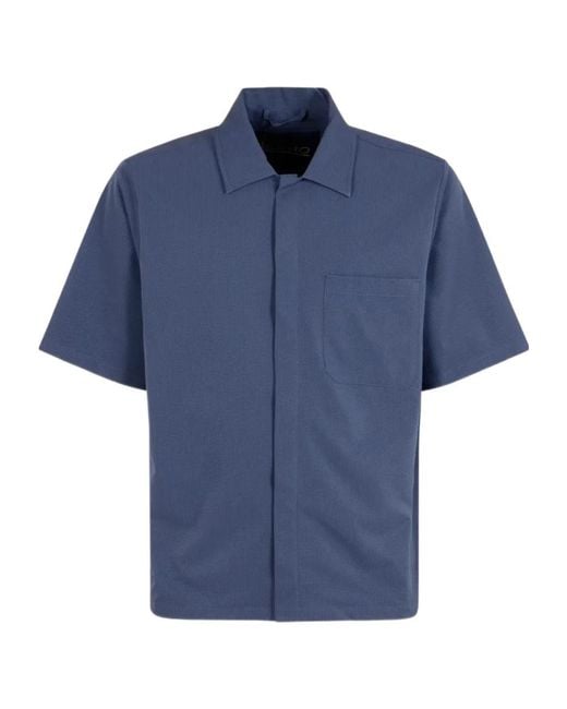 Herno Blue Seer-Crease Short Sleeved Shirt for men