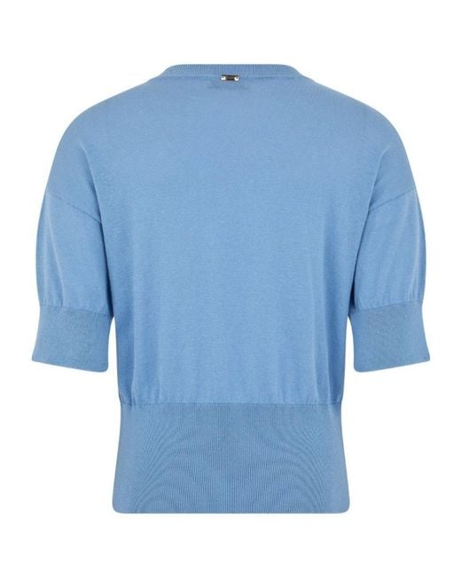 Herno Blue Fine Knit Short-Sleeve Top