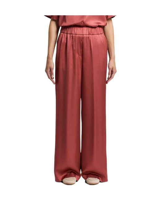 Peserico Red Elasticated-Waist Wide Leg Trousers