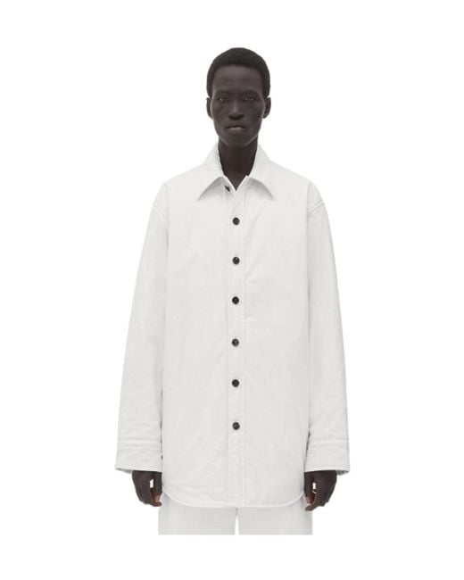 Bottega Veneta White Frosted Poplin Padded Jacket for men
