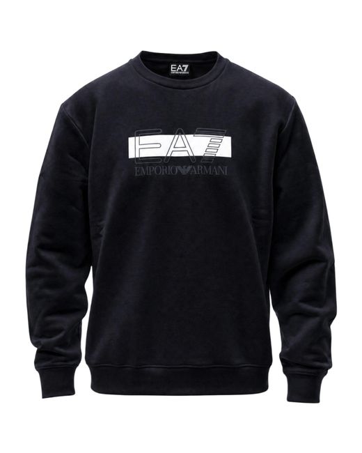 EA7 Blue Crew-Neck Sweatshirt for men