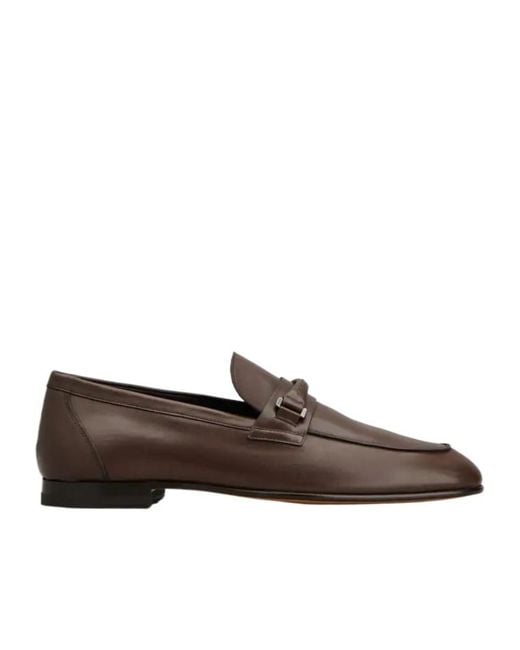 Tod's Brown Strap Leather Loafers for men