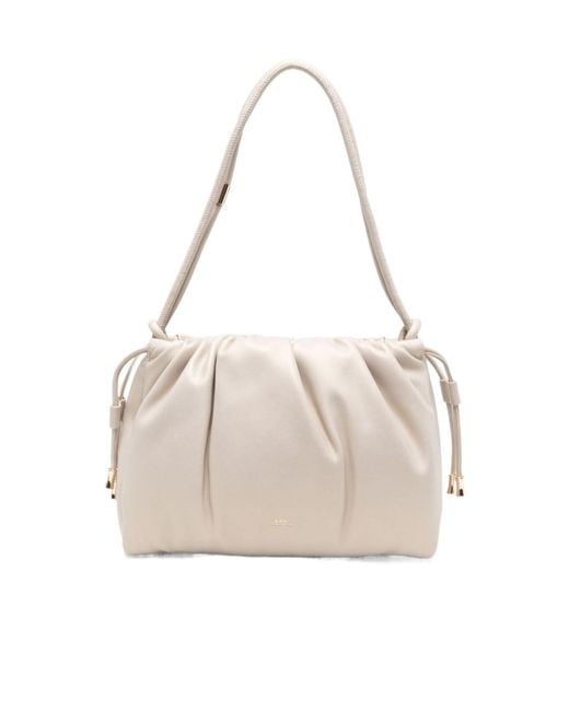 A.P.C. Natural Ruched Drawstring Shoulder Bag