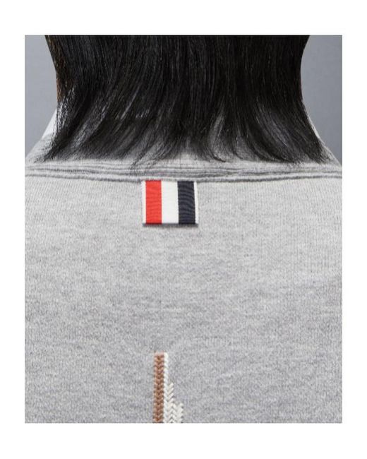Thom Browne Gray Embroidered-Detail Cardigan for men