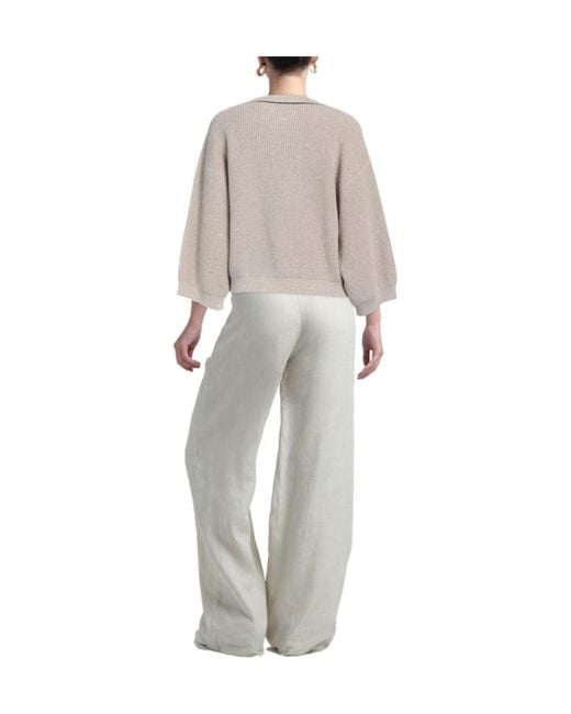 Brunello Cucinelli Natural Waffle-Knit Top