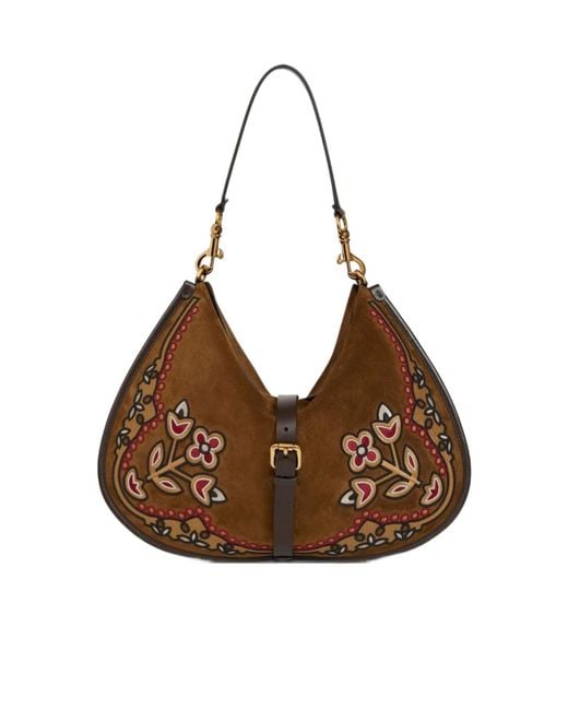 Etro Brown Embroidery Maxi Pony Bag