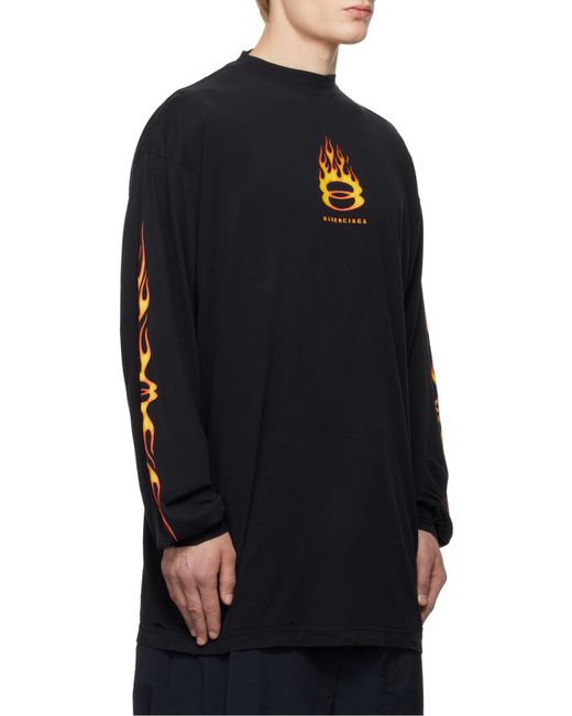 Balenciaga Blue Logo Printed Long-Sleeved T-Shirt for men