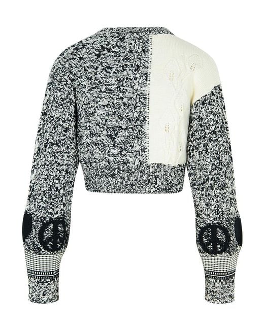 Moschino Multicolor Jeans Logo Intarsia Cropped Jumper