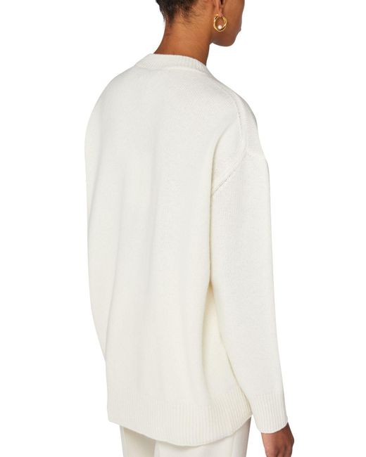 Moncler White Round Neck Sweater