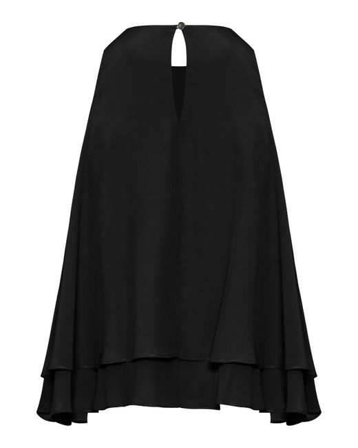 AMI Black Crewneck Ruffled Top