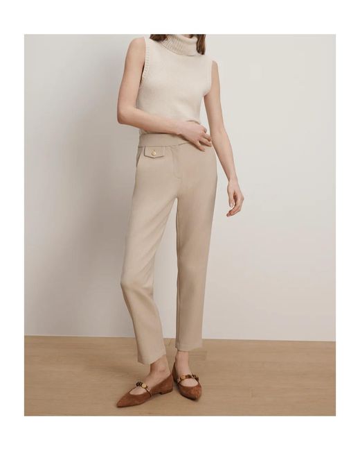 Veronica Beard Natural Renzo Slim-Leg Pant