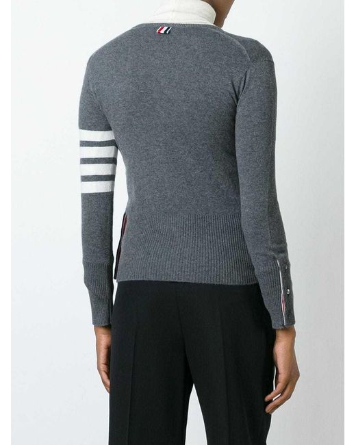 Thom Browne Blue 4-Bar Striped Buttoned Cardigan