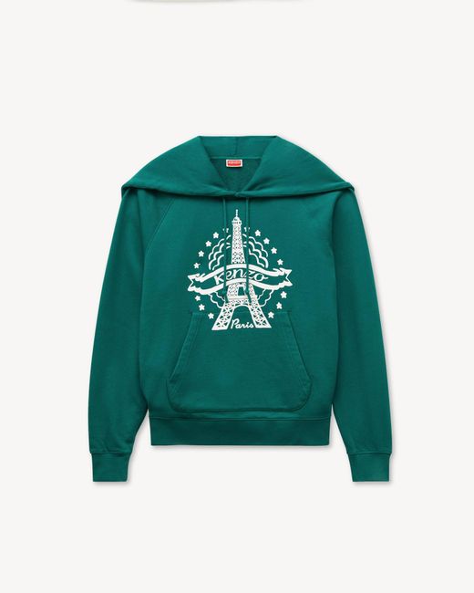 KENZO Green Eiffel Tower Design' Hoodie for men