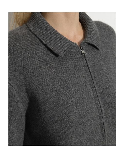 Lisa Yang Gray Aleya Zip-Up Cardigan