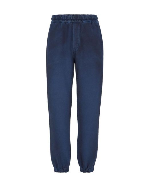 Fendi Blue Logo Embroidered Track Trousers for men