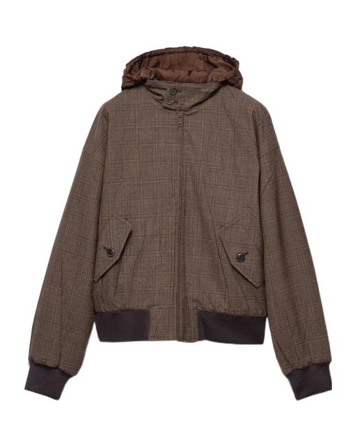 Prada Brown Wool Hooded Jacket for men