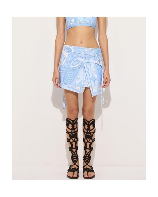Emilio Pucci Blue Angoli-Print Strapless Top
