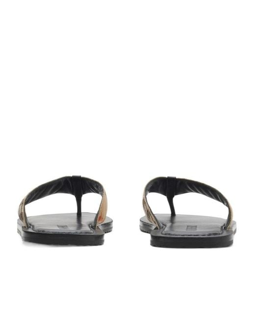 Burberry Brown Checked Pavilion Slip-On Slides for men