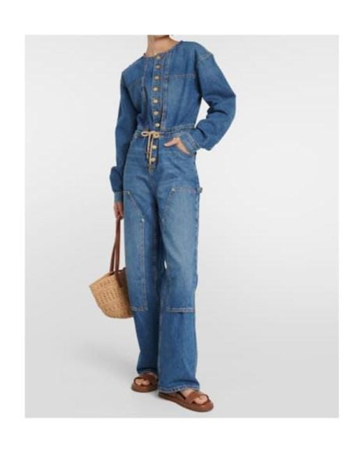 Ulla Johnson Blue Stevie Wide-Leg Denim Jumpsuit