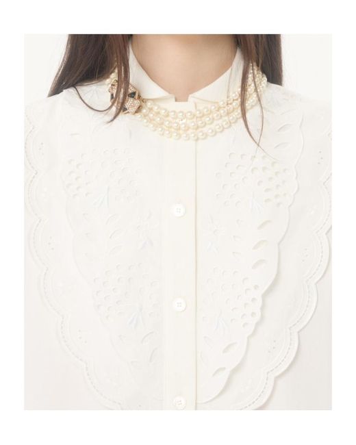Valentino White Embroidered Poplin Shirt Dress