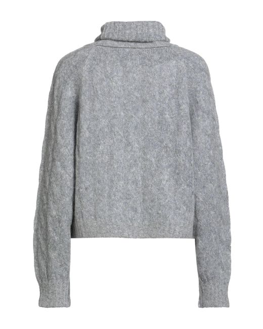 Brunello Cucinelli Gray Long Sleeve Wool Turtleneck Sweaters