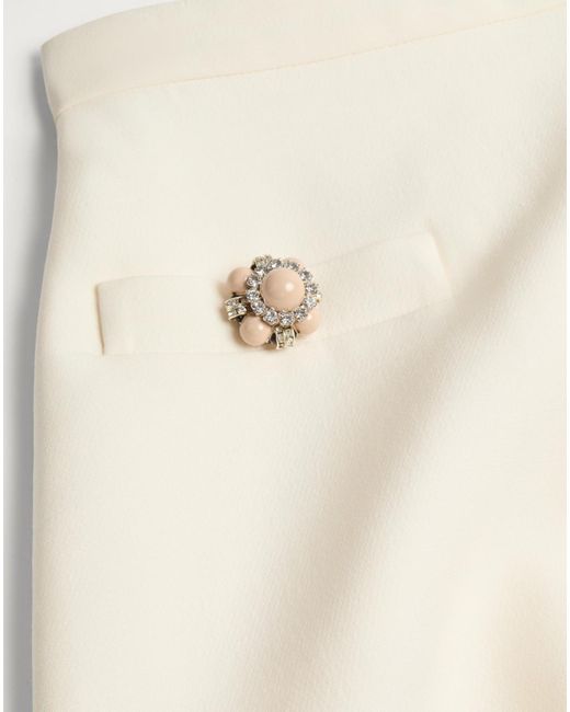 Valentino White Button Embellished A-Line Mini Skirt